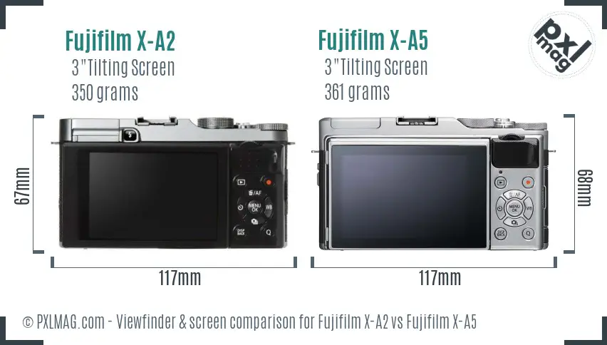 Fujifilm X-A2 vs Fujifilm X-A5 Screen and Viewfinder comparison