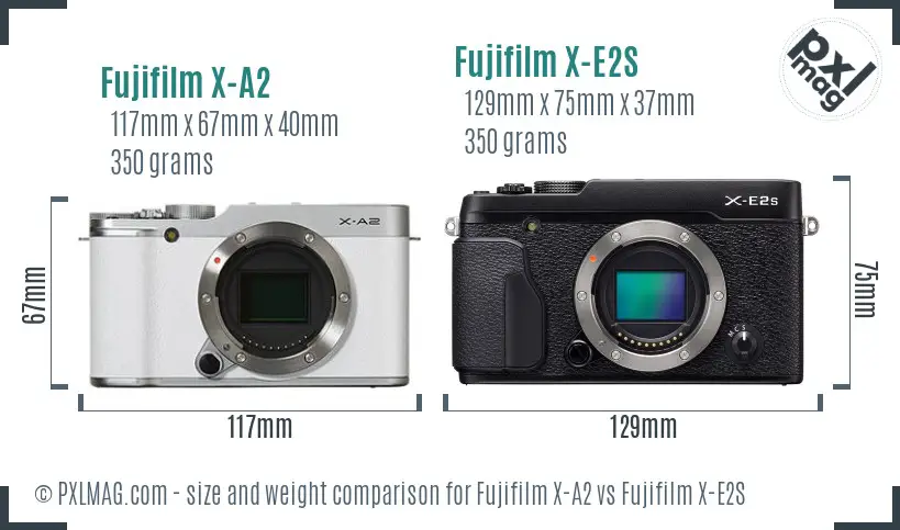 Fujifilm X-A2 vs Fujifilm X-E2S size comparison