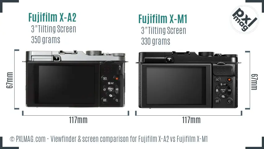 Fujifilm X-A2 vs Fujifilm X-M1 Screen and Viewfinder comparison
