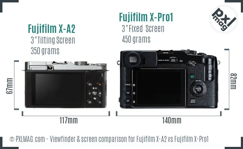 Fujifilm X-A2 vs Fujifilm X-Pro1 Screen and Viewfinder comparison