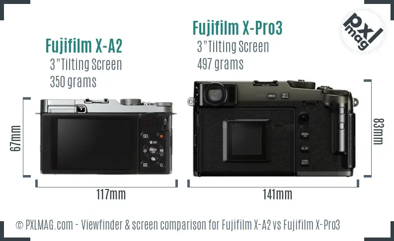 Fujifilm X-A2 vs Fujifilm X-Pro3 Screen and Viewfinder comparison
