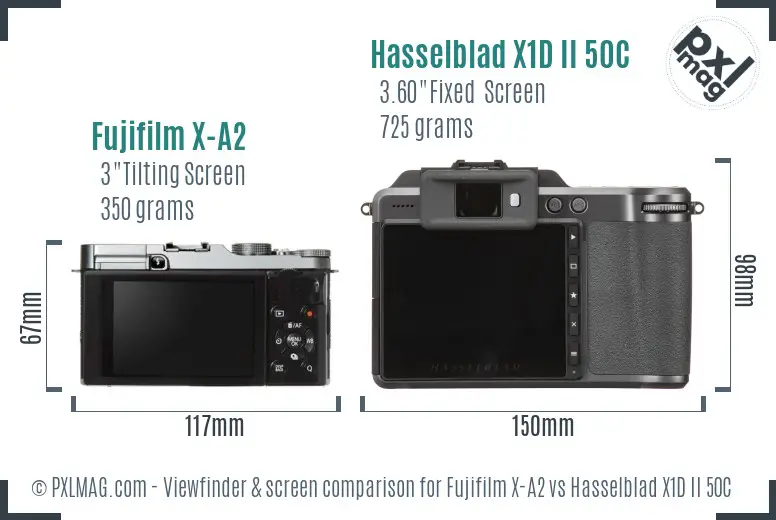 Fujifilm X-A2 vs Hasselblad X1D II 50C Screen and Viewfinder comparison Fujifilm X-A2 vs Hasselblad X1D II 50C Screen and Viewfinder comparison
