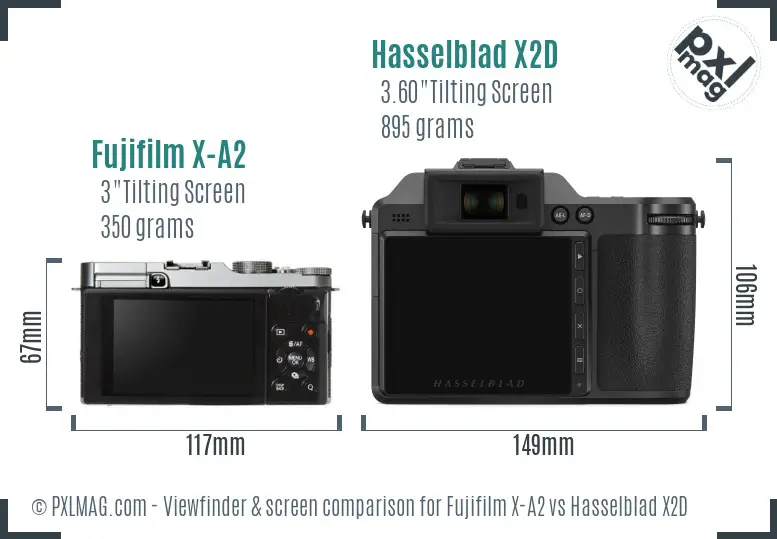 Fujifilm X-A2 vs Hasselblad X2D Screen and Viewfinder comparison Fujifilm X-A2 vs Hasselblad X2D Screen and Viewfinder comparison