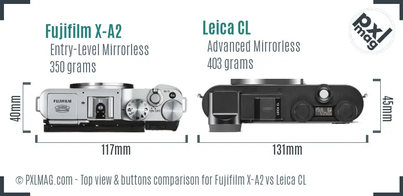 Fujifilm X-A2 vs Leica CL top view buttons comparison