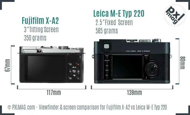 Fujifilm X-A2 vs Leica M-E Typ 220 Screen and Viewfinder comparison