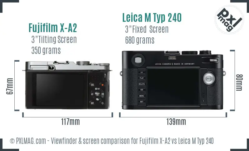 Fujifilm X-A2 vs Leica M Typ 240 Screen and Viewfinder comparison