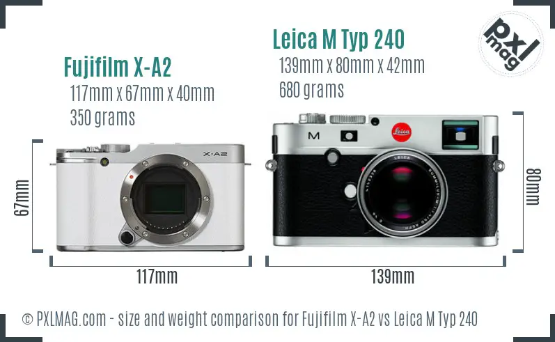 Fujifilm X-A2 vs Leica M Typ 240 size comparison