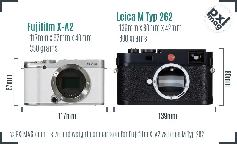 Fujifilm X-A2 vs Leica M Typ 262 size comparison