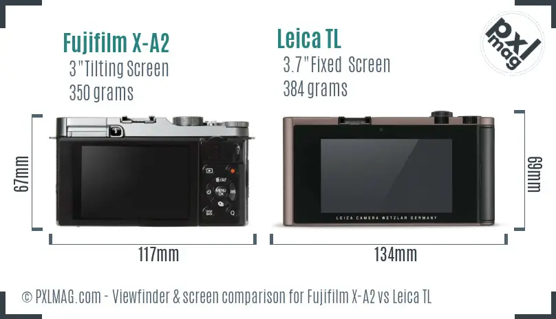 Fujifilm X-A2 vs Leica TL Screen and Viewfinder comparison