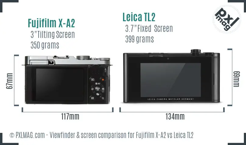 Fujifilm X-A2 vs Leica TL2 Screen and Viewfinder comparison
