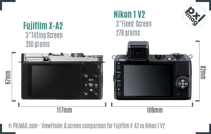Fujifilm X-A2 vs Nikon 1 V2 Screen and Viewfinder comparison Fujifilm X-A2 vs Nikon 1 V2 Screen and Viewfinder comparison