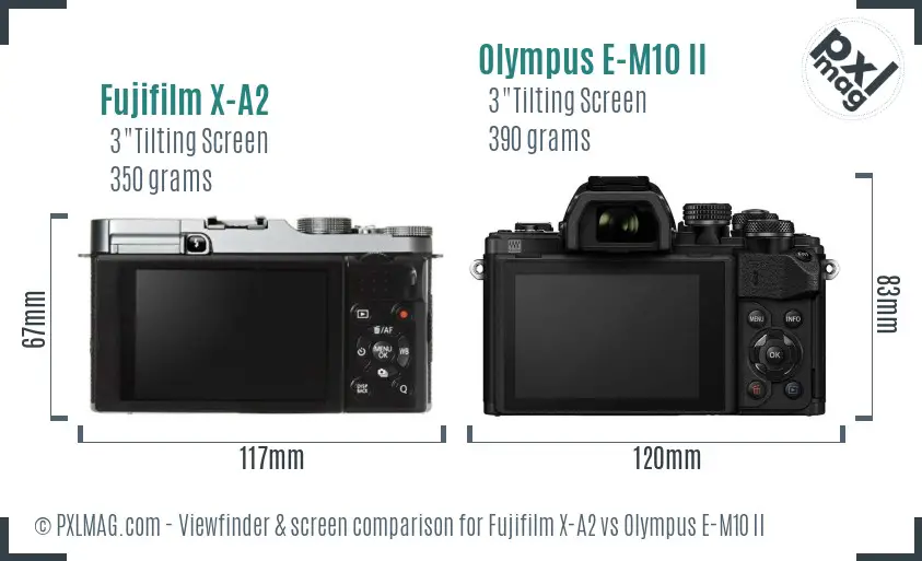 Fujifilm X-A2 vs Olympus E-M10 II Screen and Viewfinder comparison