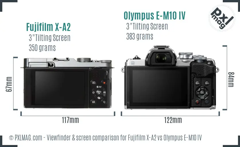 Fujifilm X-A2 vs Olympus E-M10 IV Screen and Viewfinder comparison