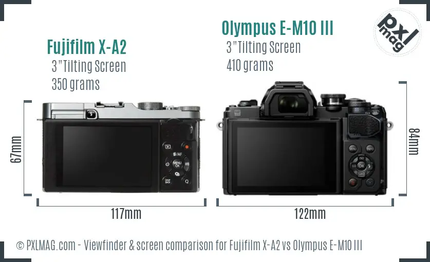 Fujifilm X-A2 vs Olympus E-M10 III Screen and Viewfinder comparison