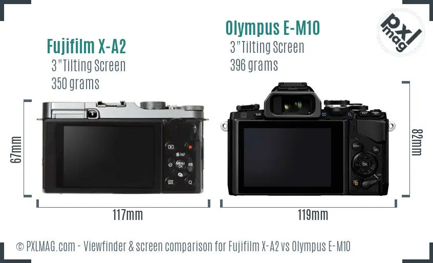 Fujifilm X-A2 vs Olympus E-M10 Screen and Viewfinder comparison