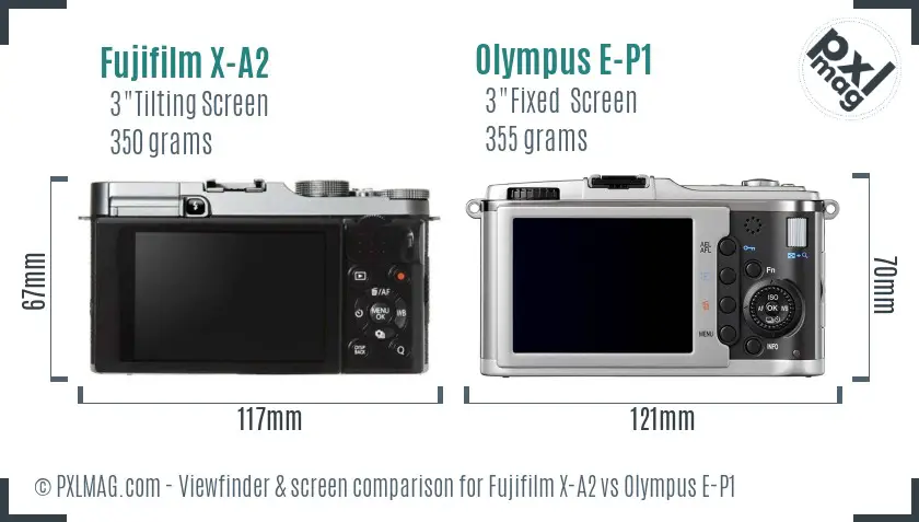 Fujifilm X-A2 vs Olympus E-P1 Screen and Viewfinder comparison