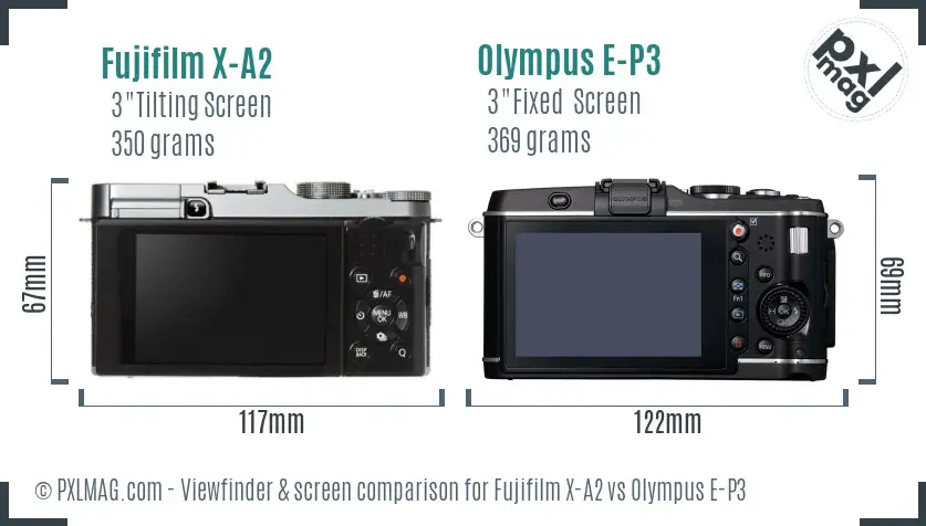 Fujifilm X-A2 vs Olympus E-P3 Screen and Viewfinder comparison