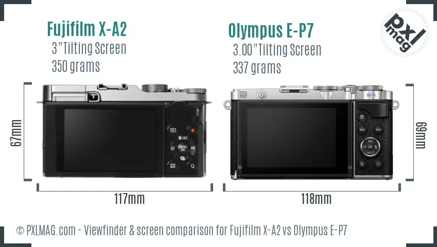 Fujifilm X-A2 vs Olympus E-P7 Screen and Viewfinder comparison