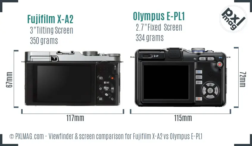 Fujifilm X-A2 vs Olympus E-PL1 Screen and Viewfinder comparison