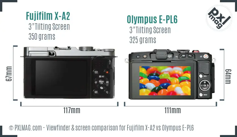 Fujifilm X-A2 vs Olympus E-PL6 Screen and Viewfinder comparison