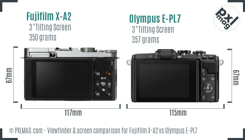 Fujifilm X-A2 vs Olympus E-PL7 Screen and Viewfinder comparison