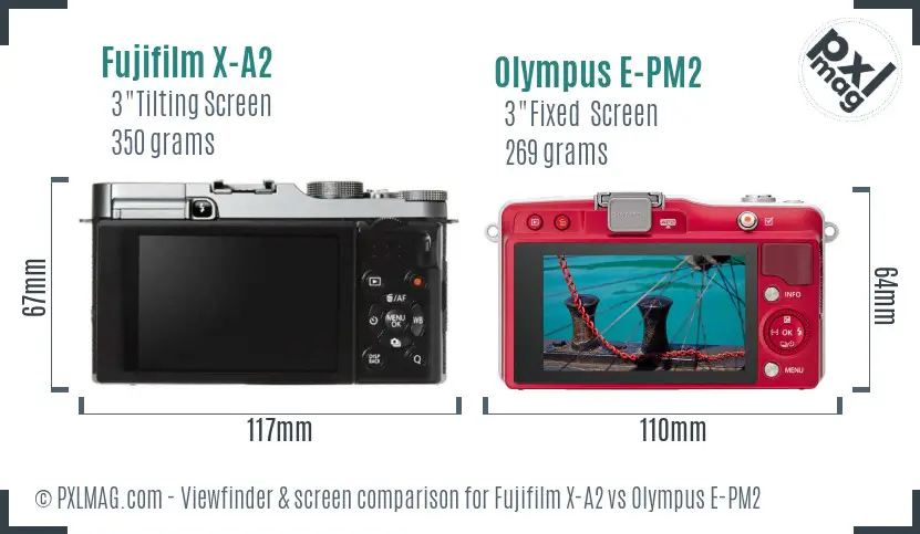 Fujifilm X-A2 vs Olympus E-PM2 Screen and Viewfinder comparison