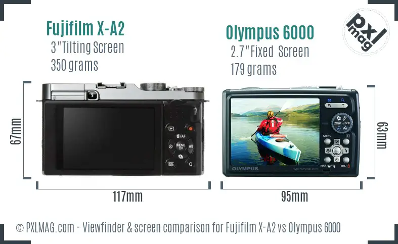Fujifilm X-A2 vs Olympus 6000 Screen and Viewfinder comparison