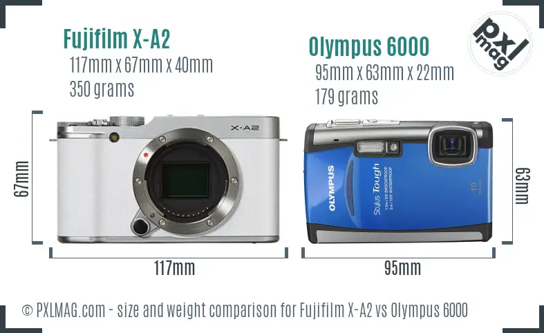 Fujifilm X-A2 vs Olympus 6000 size comparison