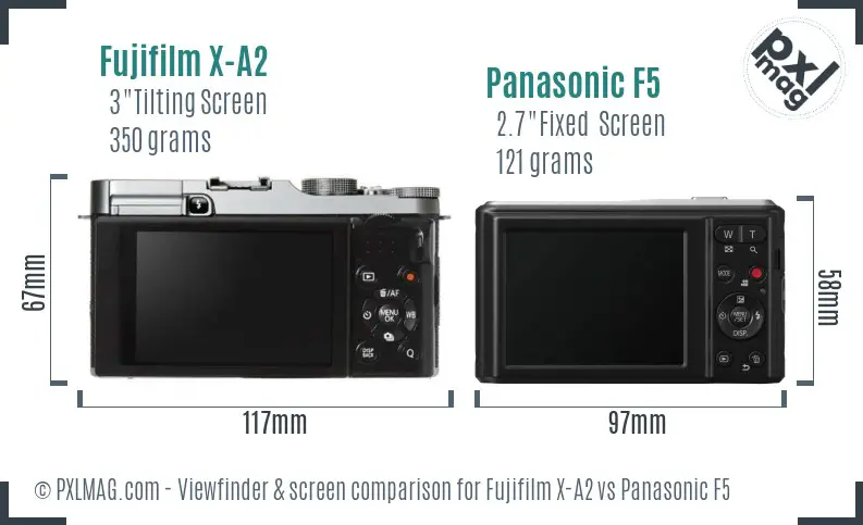 Fujifilm X-A2 vs Panasonic F5 Screen and Viewfinder comparison