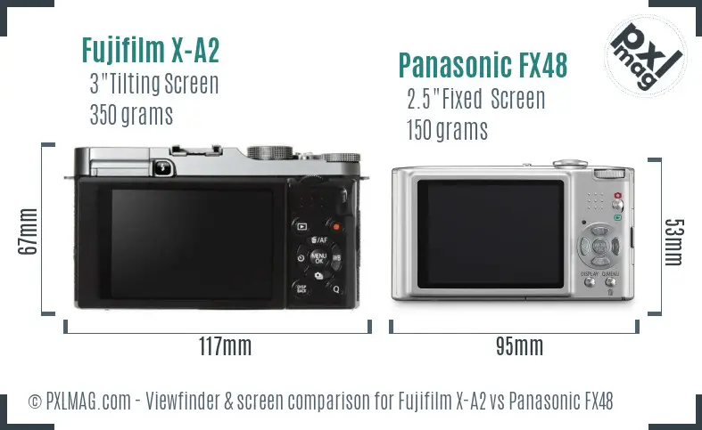 Fujifilm X-A2 vs Panasonic FX48 Screen and Viewfinder comparison