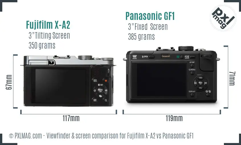 Fujifilm X-A2 vs Panasonic GF1 Screen and Viewfinder comparison