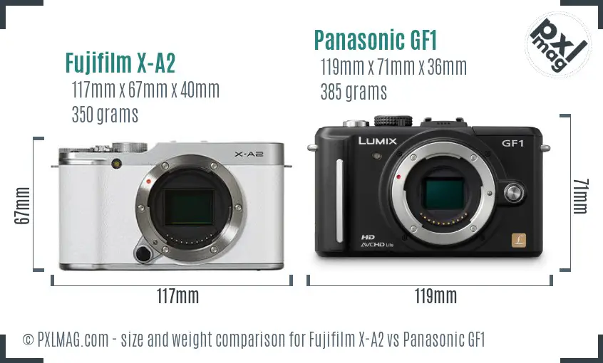 Fujifilm X-A2 vs Panasonic GF1 size comparison