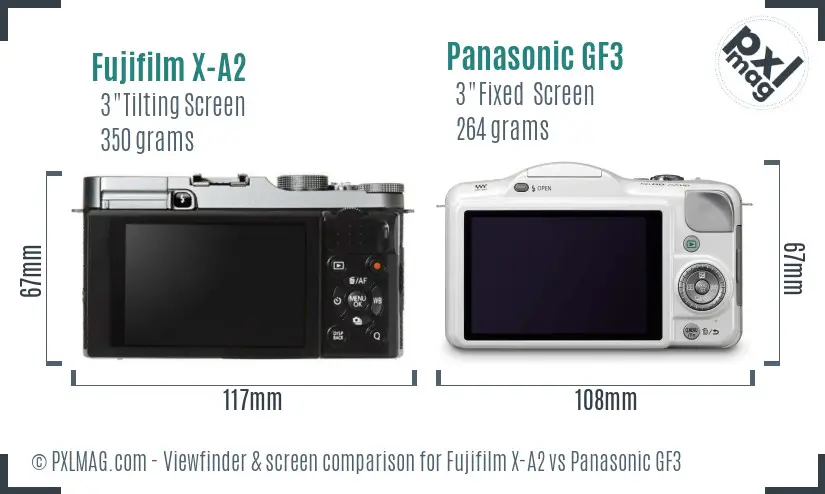 Fujifilm X-A2 vs Panasonic GF3 Screen and Viewfinder comparison