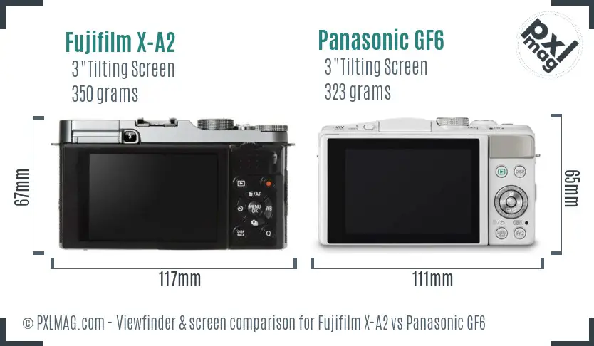 Fujifilm X-A2 vs Panasonic GF6 Screen and Viewfinder comparison Fujifilm X-A2 vs Panasonic GF6 Screen and Viewfinder comparison