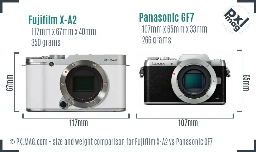 Fujifilm X-A2 vs Panasonic GF7 size comparison Fujifilm X-A2 vs Panasonic GF7 size comparison