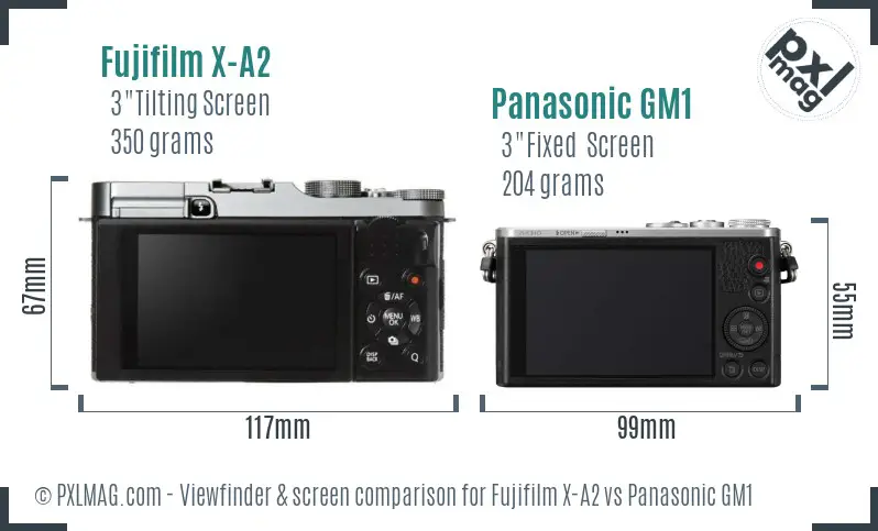 Fujifilm X-A2 vs Panasonic GM1 Screen and Viewfinder comparison