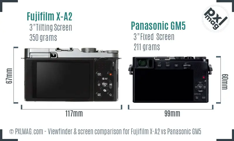 Fujifilm X-A2 vs Panasonic GM5 Screen and Viewfinder comparison Fujifilm X-A2 vs Panasonic GM5 Screen and Viewfinder comparison
