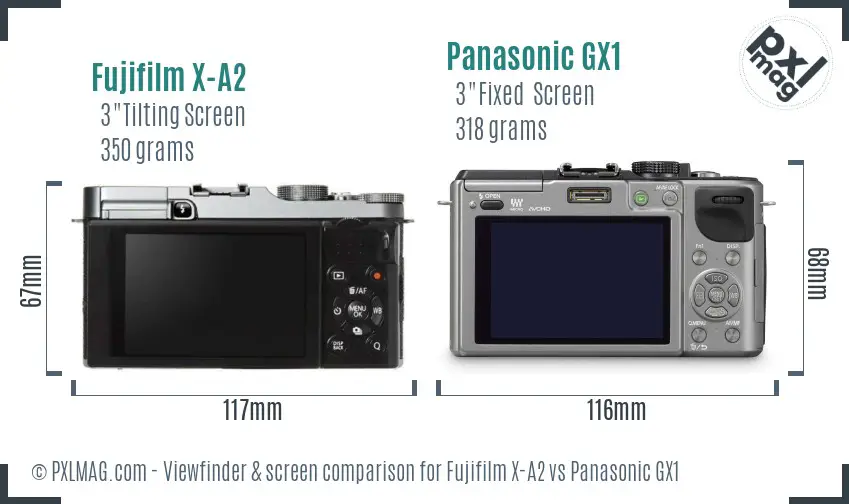 Fujifilm X-A2 vs Panasonic GX1 Screen and Viewfinder comparison
