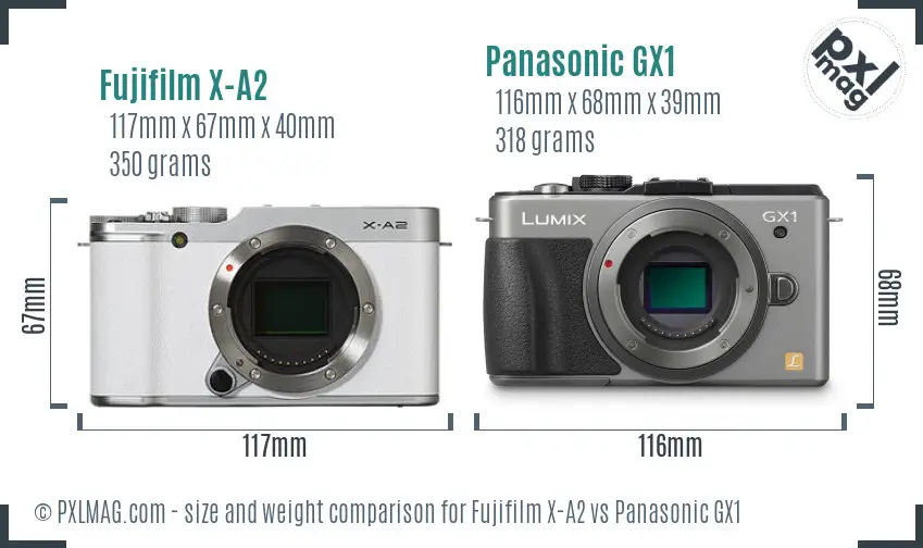 Fujifilm X-A2 vs Panasonic GX1 size comparison
