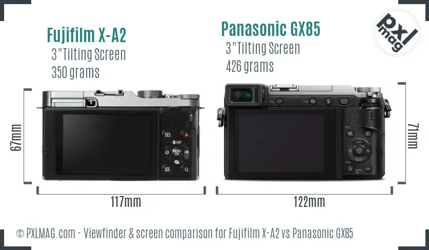 Fujifilm X-A2 vs Panasonic GX85 Screen and Viewfinder comparison