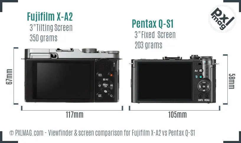 Fujifilm X-A2 vs Pentax Q-S1 Screen and Viewfinder comparison
