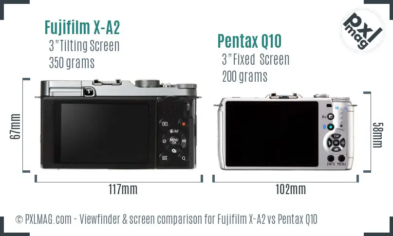 Fujifilm X-A2 vs Pentax Q10 Screen and Viewfinder comparison