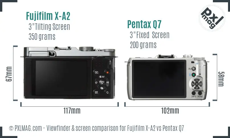 Fujifilm X-A2 vs Pentax Q7 Screen and Viewfinder comparison