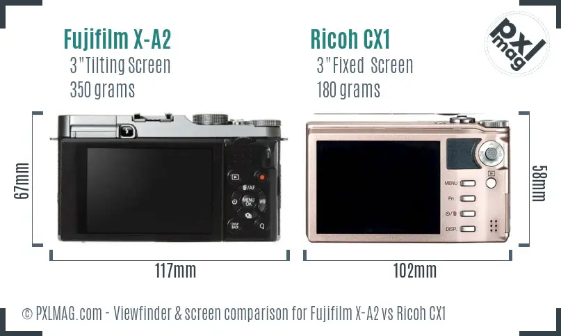 Fujifilm X-A2 vs Ricoh CX1 Screen and Viewfinder comparison