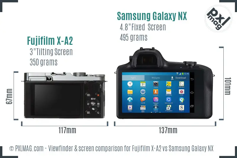 Fujifilm X-A2 vs Samsung Galaxy NX Screen and Viewfinder comparison Fujifilm X-A2 vs Samsung Galaxy NX Screen and Viewfinder comparison