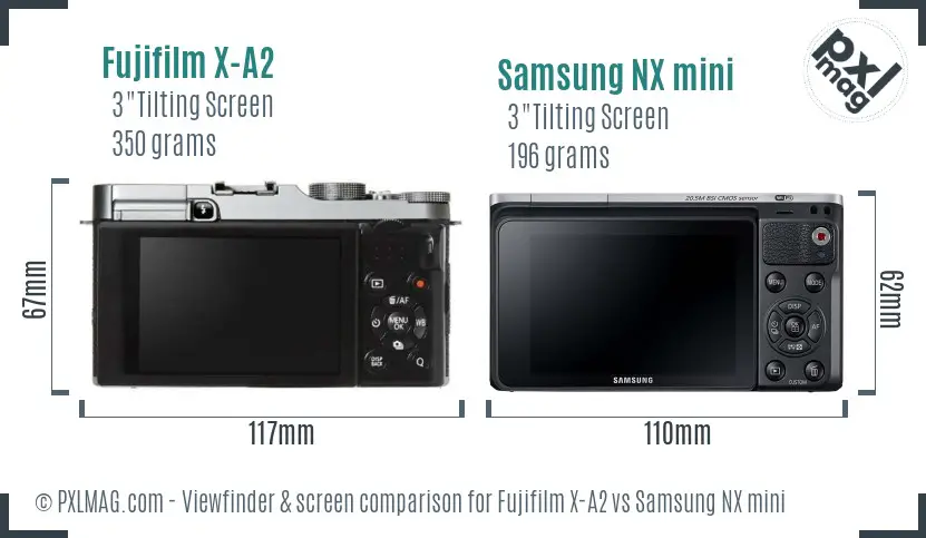 Fujifilm X-A2 vs Samsung NX mini Screen and Viewfinder comparison