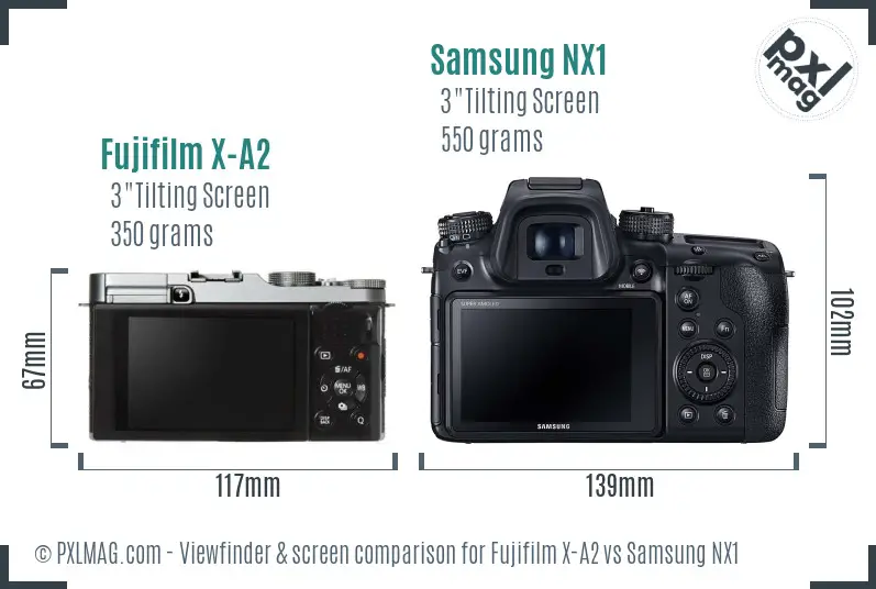 Fujifilm X-A2 vs Samsung NX1 Screen and Viewfinder comparison
