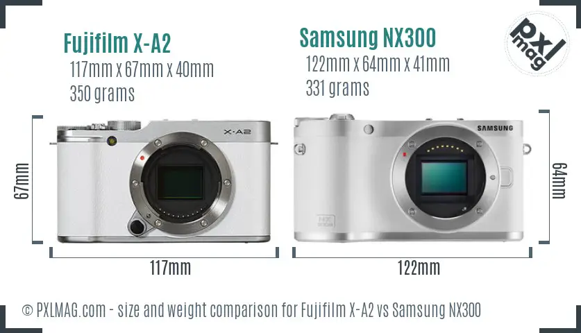 Fujifilm X-A2 vs Samsung NX300 size comparison Fujifilm X-A2 vs Samsung NX300 size comparison