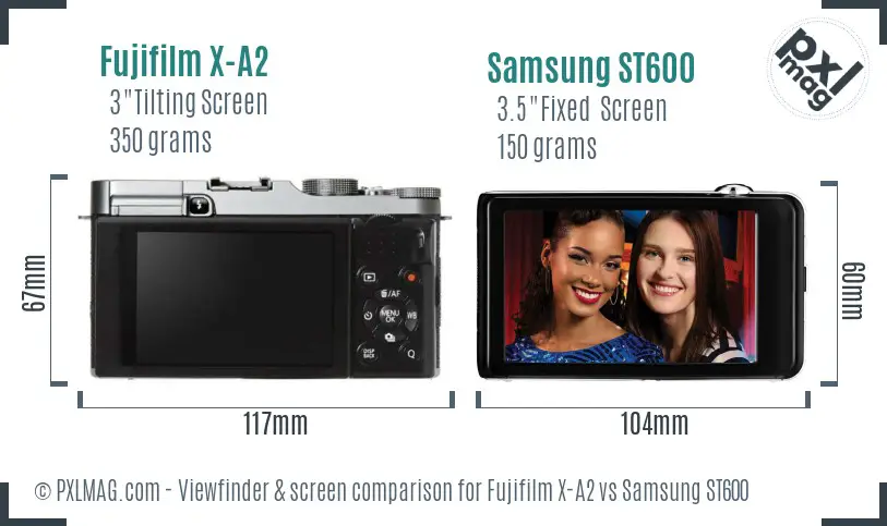 Fujifilm X-A2 vs Samsung ST600 Screen and Viewfinder comparison