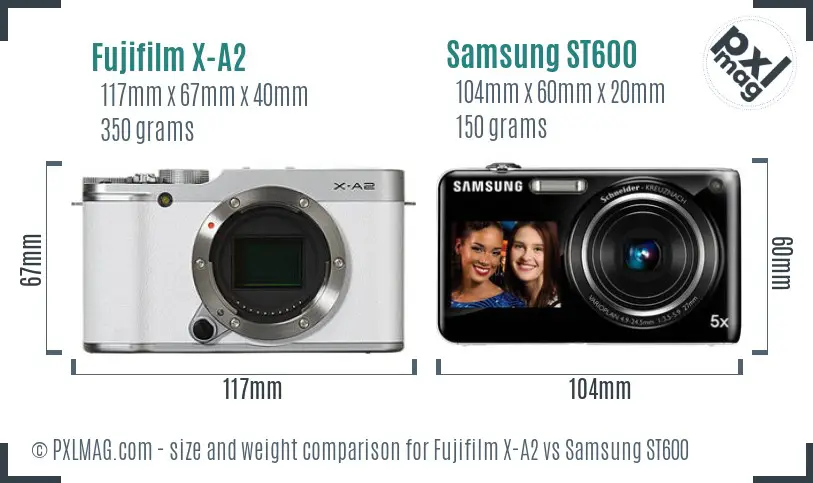 Fujifilm X-A2 vs Samsung ST600 size comparison